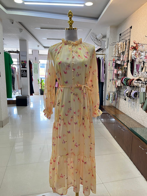 Summer Floral Print Long Sleeves Long Maxi Dresses